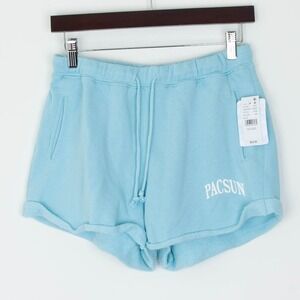 NWT Pacsun Womens Drawstring Fleece Sweat Shorts Size XS Blue Casual Cozy Lounge